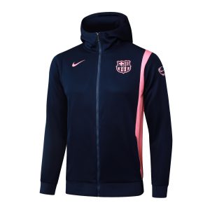 Chaqueta Con Capucha Barcelona 2025 2026 Azul Marino Rosa