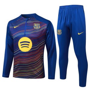 Conjunto Completo Ropa Deportiva Con Cremallera Larga Barcelona 2025 2026 Azul Amarillo